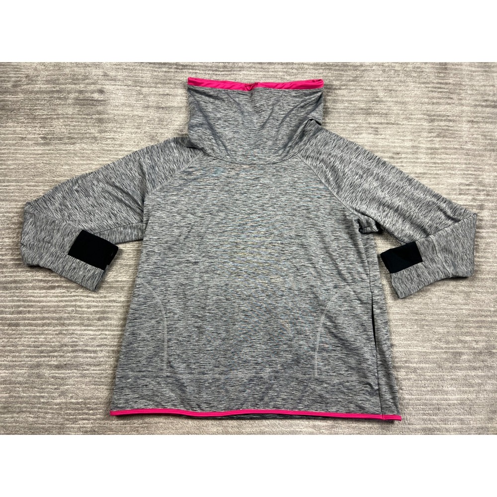 Maurices Pullover Women 2X Gray Space Dye In Motion Cowl Neck Thumbhole Active